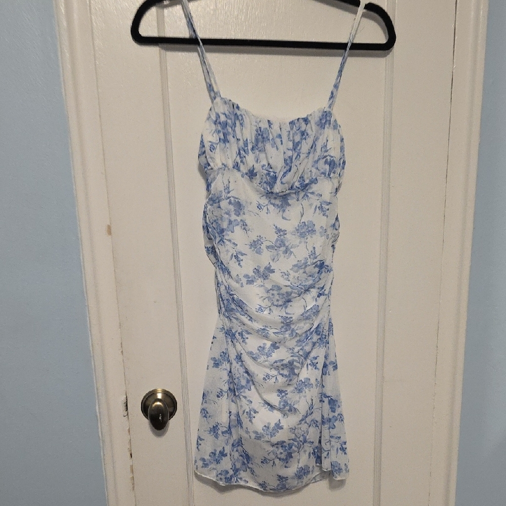 SHEIN Blue and White Floral Dress